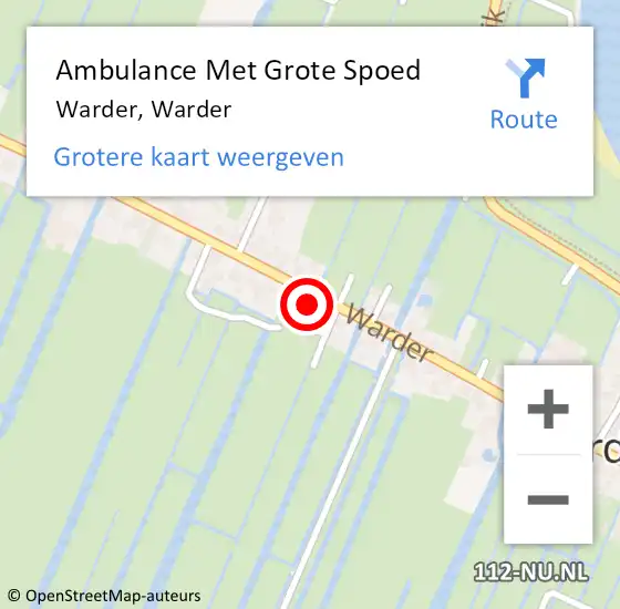 Locatie op kaart van de 112 melding: Ambulance Met Grote Spoed Naar Warder, Warder op 6 april 2022 20:34