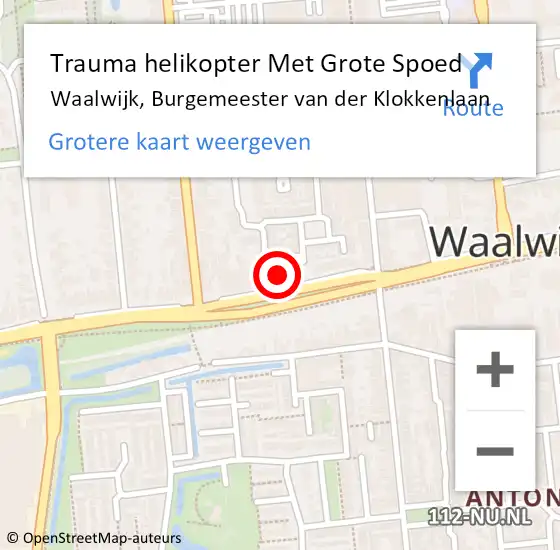 Locatie op kaart van de 112 melding: Trauma helikopter Met Grote Spoed Naar Waalwijk, Burgemeester van der Klokkenlaan op 6 april 2022 20:35