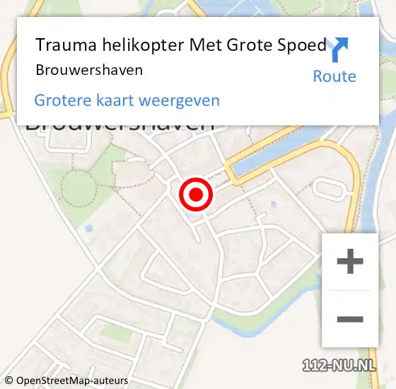 Locatie op kaart van de 112 melding: Trauma helikopter Met Grote Spoed Naar Brouwershaven op 6 april 2022 20:42