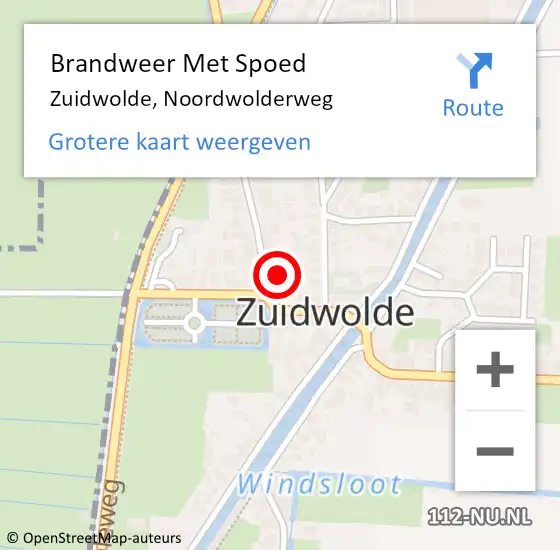 Locatie op kaart van de 112 melding: Brandweer Met Spoed Naar Zuidwolde, Noordwolderweg op 6 april 2022 21:21