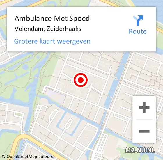 Locatie op kaart van de 112 melding: Ambulance Met Spoed Naar Volendam, Zuiderhaaks op 6 april 2022 21:24