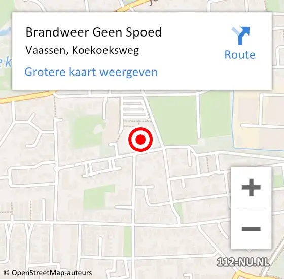Locatie op kaart van de 112 melding: Brandweer Geen Spoed Naar Vaassen, Koekoeksweg op 6 april 2022 21:26