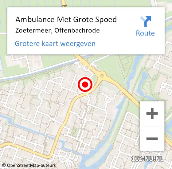 Locatie op kaart van de 112 melding: Ambulance Met Grote Spoed Naar Zoetermeer, Offenbachrode op 6 april 2022 21:38