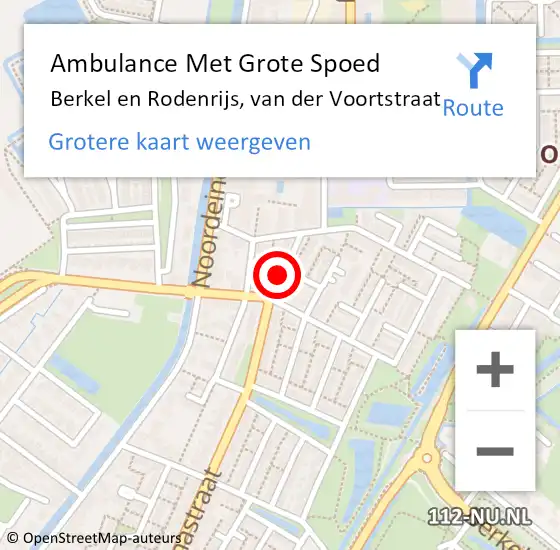 Locatie op kaart van de 112 melding: Ambulance Met Grote Spoed Naar Berkel en Rodenrijs, van der Voortstraat op 6 april 2022 21:41