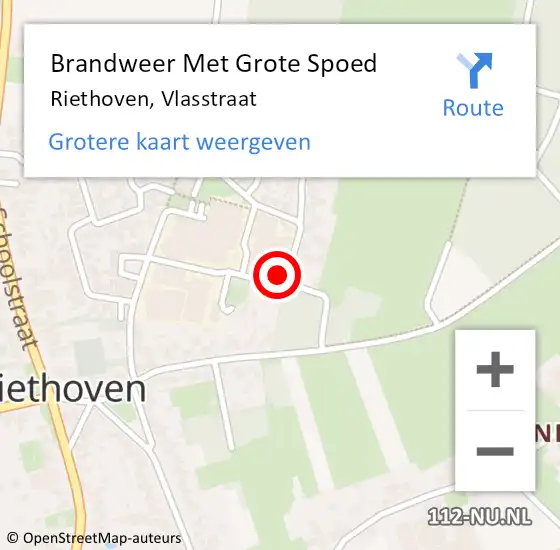 Locatie op kaart van de 112 melding: Brandweer Met Grote Spoed Naar Riethoven, Vlasstraat op 6 april 2022 21:42