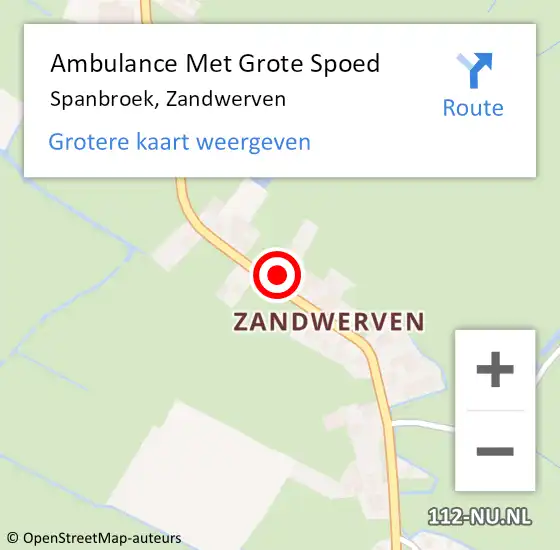 Locatie op kaart van de 112 melding: Ambulance Met Grote Spoed Naar Spanbroek, Zandwerven op 6 april 2022 21:51