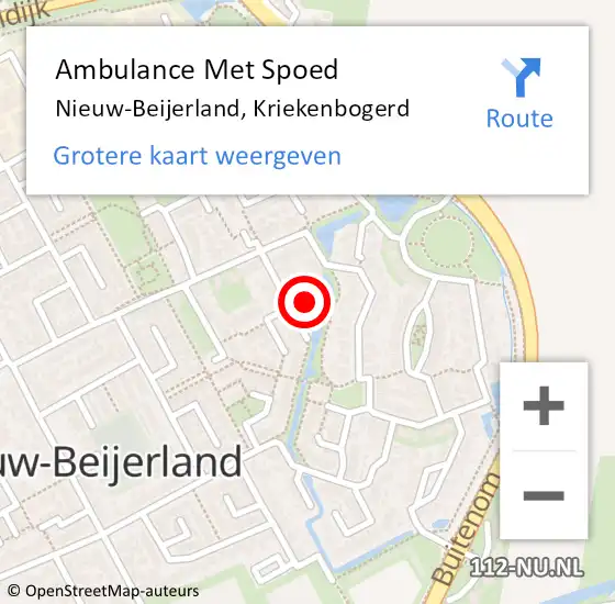 Locatie op kaart van de 112 melding: Ambulance Met Spoed Naar Nieuw-Beijerland, Kriekenbogerd op 6 april 2022 22:10