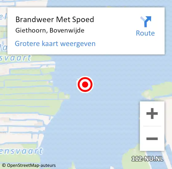 Locatie op kaart van de 112 melding: Brandweer Met Spoed Naar Giethoorn, Bovenwijde op 6 april 2022 22:38