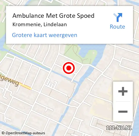 Locatie op kaart van de 112 melding: Ambulance Met Grote Spoed Naar Krommenie, Lindelaan op 6 april 2022 22:42