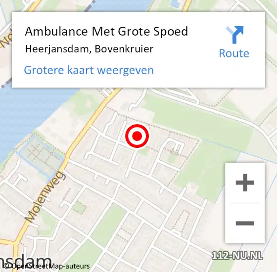 Locatie op kaart van de 112 melding: Ambulance Met Grote Spoed Naar Heerjansdam, Bovenkruier op 6 april 2022 23:07