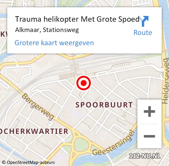 Locatie op kaart van de 112 melding: Trauma helikopter Met Grote Spoed Naar Alkmaar, Stationsweg op 6 april 2022 23:42