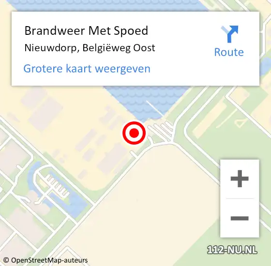 Locatie op kaart van de 112 melding: Brandweer Met Spoed Naar Nieuwdorp, Belgiëweg Oost op 6 april 2022 23:46