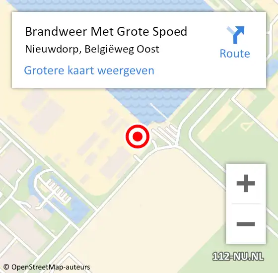 Locatie op kaart van de 112 melding: Brandweer Met Grote Spoed Naar Nieuwdorp, Belgiëweg Oost op 6 april 2022 23:50