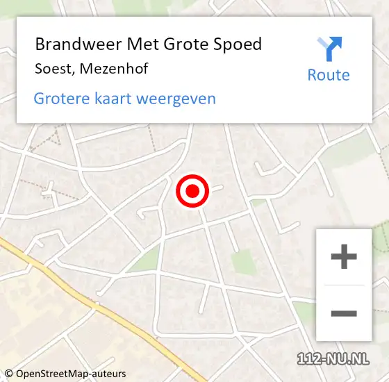 Locatie op kaart van de 112 melding: Brandweer Met Grote Spoed Naar Soest, Mezenhof op 8 oktober 2013 08:58