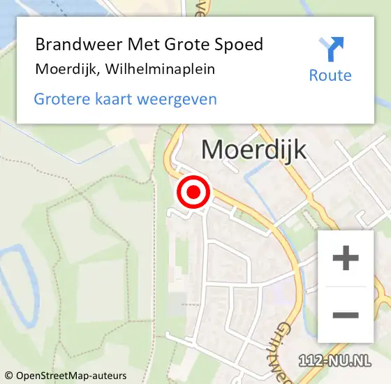 Locatie op kaart van de 112 melding: Brandweer Met Grote Spoed Naar Moerdijk, Wilhelminaplein op 7 april 2022 00:16