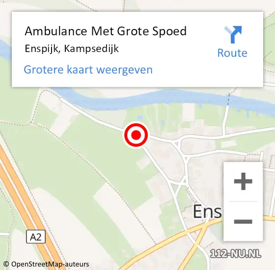 Locatie op kaart van de 112 melding: Ambulance Met Grote Spoed Naar Enspijk, Kampsedijk op 7 april 2022 00:50