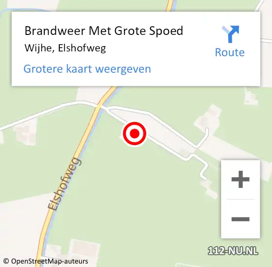 Locatie op kaart van de 112 melding: Brandweer Met Grote Spoed Naar Wijhe, Elshofweg op 7 april 2022 02:23