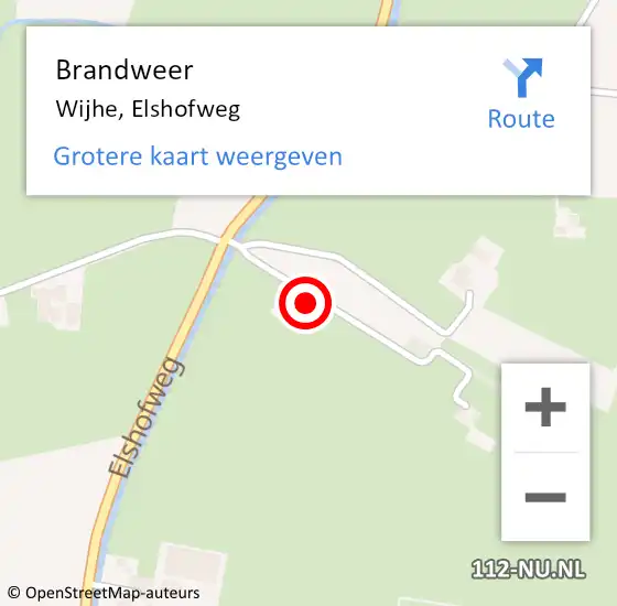 Locatie op kaart van de 112 melding: Brandweer Wijhe, Elshofweg op 7 april 2022 02:25