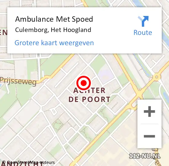 Locatie op kaart van de 112 melding: Ambulance Met Spoed Naar Culemborg, Het Hoogland op 7 april 2022 03:30