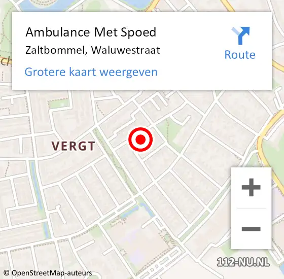 Locatie op kaart van de 112 melding: Ambulance Met Spoed Naar Zaltbommel, Waluwestraat op 7 april 2022 04:51