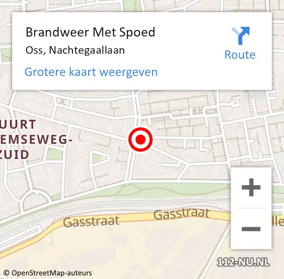 Locatie op kaart van de 112 melding: Brandweer Met Spoed Naar Oss, Nachtegaallaan op 7 april 2022 04:58