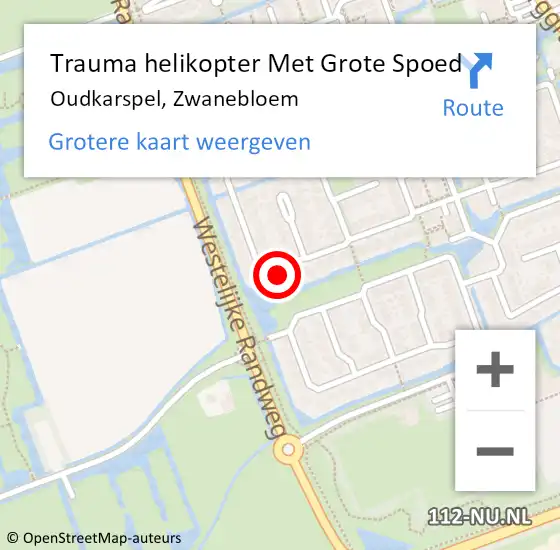 Locatie op kaart van de 112 melding: Trauma helikopter Met Grote Spoed Naar Oudkarspel, Zwanebloem op 7 april 2022 05:10