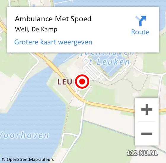 Locatie op kaart van de 112 melding: Ambulance Met Spoed Naar Well, De Kamp op 13 juli 2014 16:05