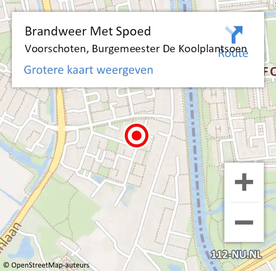 Locatie op kaart van de 112 melding: Brandweer Met Spoed Naar Voorschoten, Burgemeester De Koolplantsoen op 7 april 2022 05:38