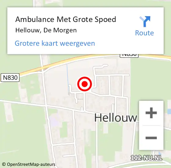 Locatie op kaart van de 112 melding: Ambulance Met Grote Spoed Naar Hellouw, De Morgen op 7 april 2022 05:40