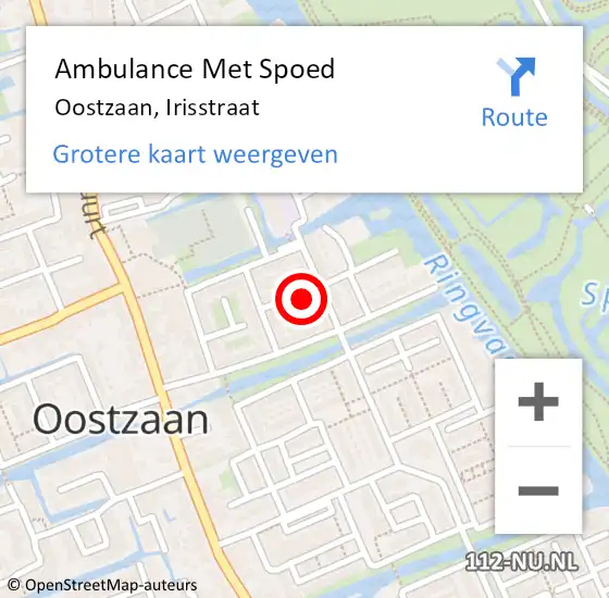 Locatie op kaart van de 112 melding: Ambulance Met Spoed Naar Oostzaan, Irisstraat op 7 april 2022 06:01