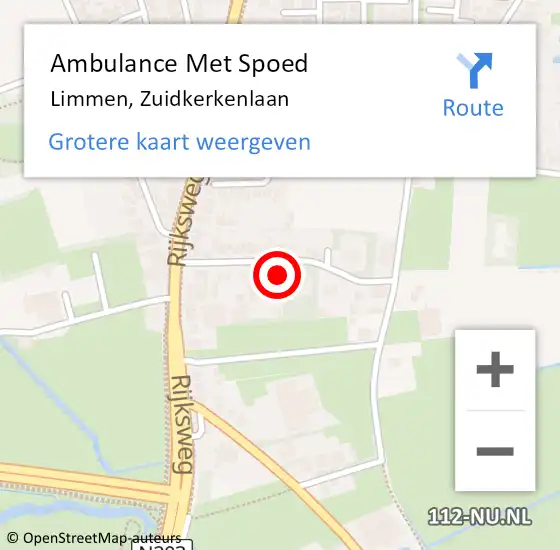 Locatie op kaart van de 112 melding: Ambulance Met Spoed Naar Limmen, Zuidkerkenlaan op 7 april 2022 07:39