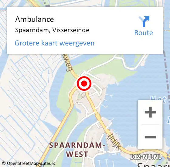 Locatie op kaart van de 112 melding: Ambulance Spaarndam, Visserseinde op 7 april 2022 07:57