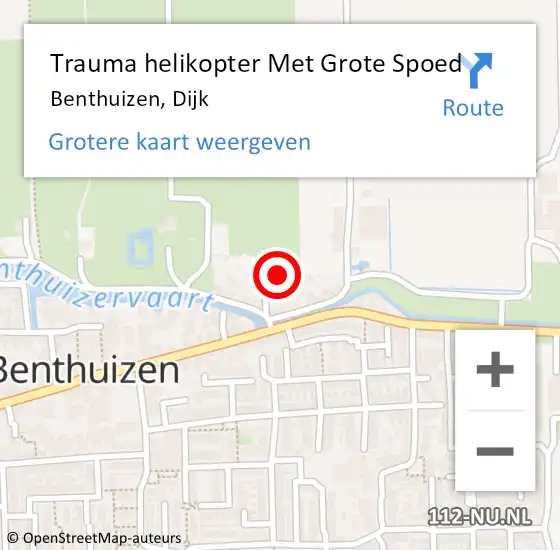 Locatie op kaart van de 112 melding: Trauma helikopter Met Grote Spoed Naar Benthuizen, Dijk op 7 april 2022 07:58