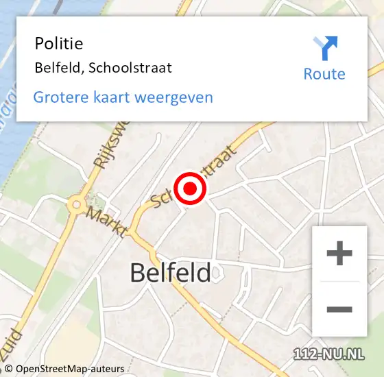 Locatie op kaart van de 112 melding: Politie Belfeld, Schoolstraat op 7 april 2022 08:15