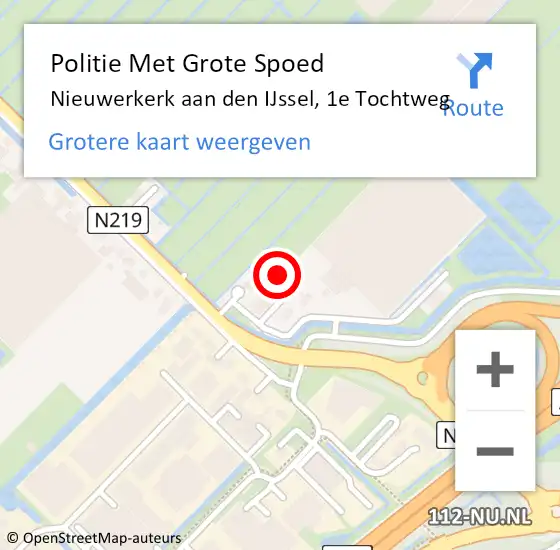 Locatie op kaart van de 112 melding: Politie Met Grote Spoed Naar Nieuwerkerk aan den IJssel, 1e Tochtweg op 7 april 2022 08:18