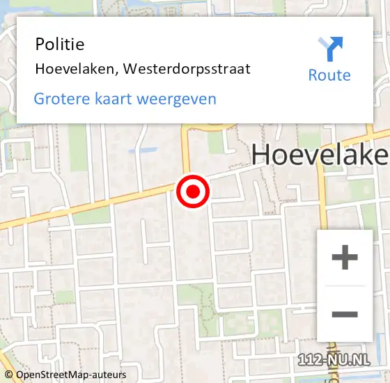 Locatie op kaart van de 112 melding: Politie Hoevelaken, Westerdorpsstraat op 7 april 2022 08:25