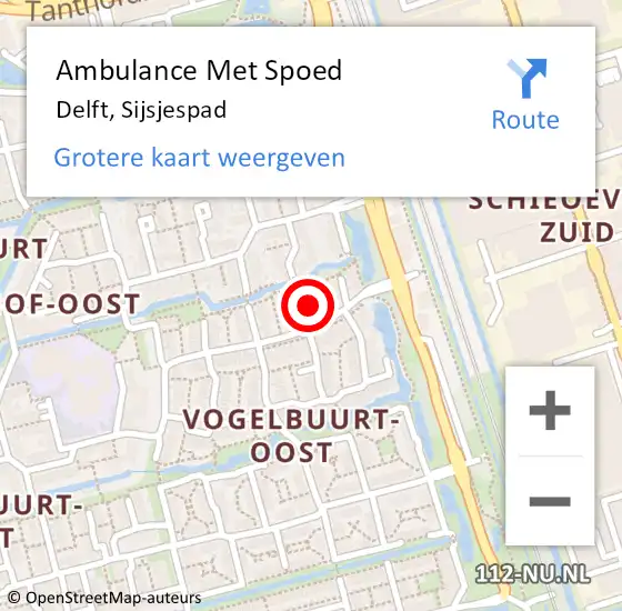 Locatie op kaart van de 112 melding: Ambulance Met Spoed Naar Delft, Sijsjespad op 7 april 2022 08:27