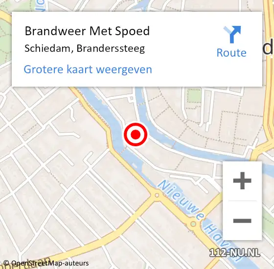 Locatie op kaart van de 112 melding: Brandweer Met Spoed Naar Schiedam, Branderssteeg op 7 april 2022 08:27