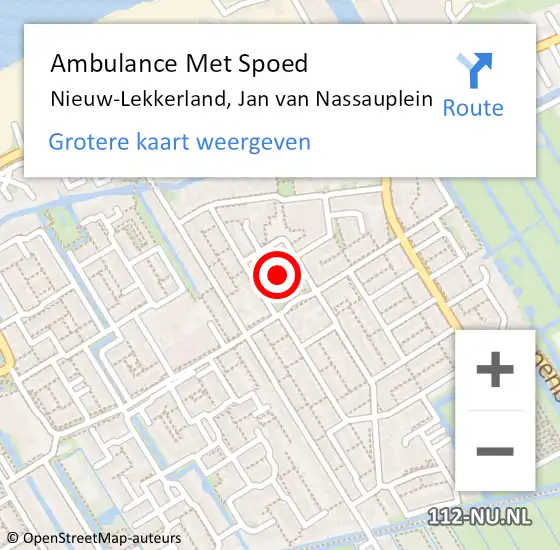 Locatie op kaart van de 112 melding: Ambulance Met Spoed Naar Nieuw-Lekkerland, Jan van Nassauplein op 7 april 2022 08:36