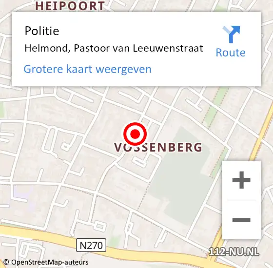 Locatie op kaart van de 112 melding: Politie Helmond, Pastoor van Leeuwenstraat op 7 april 2022 08:38