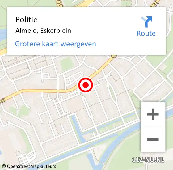 Locatie op kaart van de 112 melding: Politie Almelo, Eskerplein op 7 april 2022 08:53