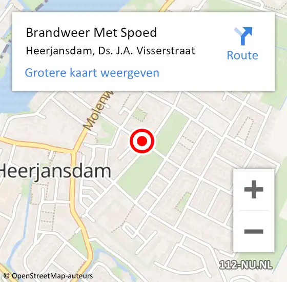 Locatie op kaart van de 112 melding: Brandweer Met Spoed Naar Heerjansdam, Ds. J.A. Visserstraat op 7 april 2022 09:19