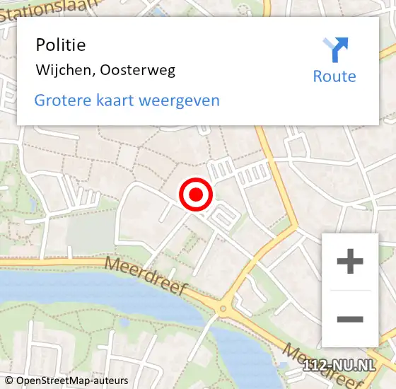 Locatie op kaart van de 112 melding: Politie Wijchen, Oosterweg op 7 april 2022 09:25