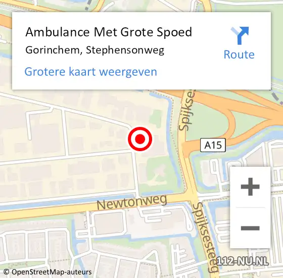 Locatie op kaart van de 112 melding: Ambulance Met Grote Spoed Naar Gorinchem, Stephensonweg op 7 april 2022 09:52