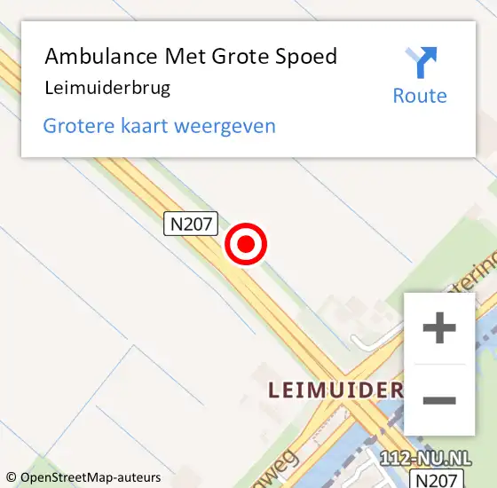 Locatie op kaart van de 112 melding: Ambulance Met Grote Spoed Naar Leimuiderbrug op 7 april 2022 10:14