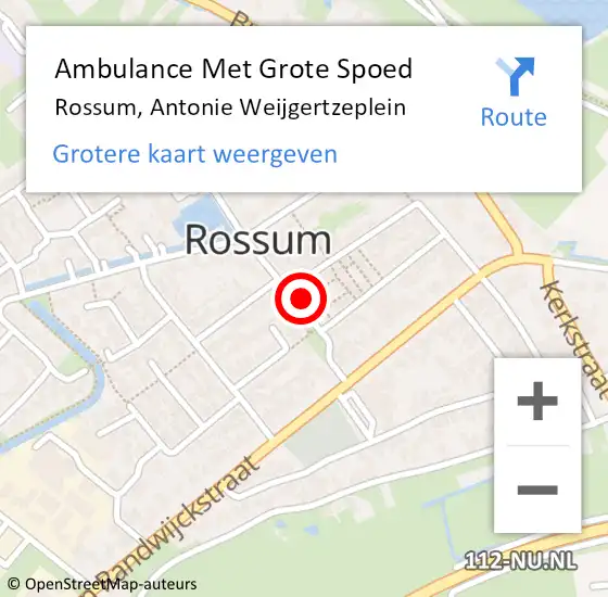 Locatie op kaart van de 112 melding: Ambulance Met Grote Spoed Naar Rossum, Antonie Weijgertzeplein op 7 april 2022 10:34