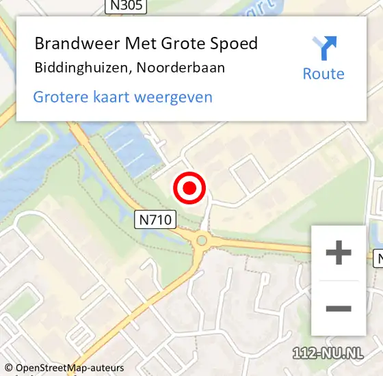 Locatie op kaart van de 112 melding: Brandweer Met Grote Spoed Naar Biddinghuizen, Noorderbaan op 7 april 2022 10:44