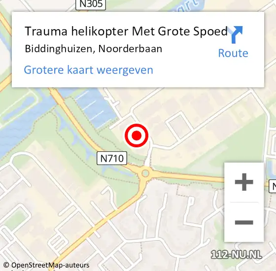 Locatie op kaart van de 112 melding: Trauma helikopter Met Grote Spoed Naar Biddinghuizen, Noorderbaan op 7 april 2022 10:48