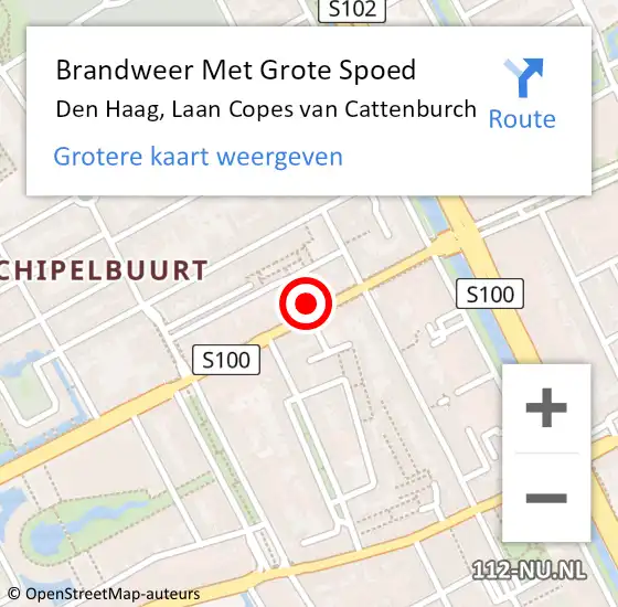 Locatie op kaart van de 112 melding: Brandweer Met Grote Spoed Naar Den Haag, Laan Copes van Cattenburch op 7 april 2022 10:53