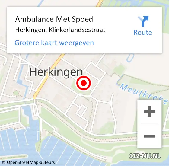 Locatie op kaart van de 112 melding: Ambulance Met Spoed Naar Herkingen, Klinkerlandsestraat op 7 april 2022 11:04